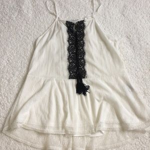 White with black lace tank top !!